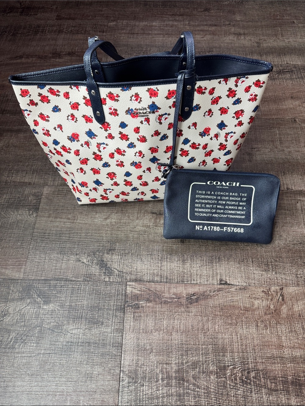 Coach floral reversible tote